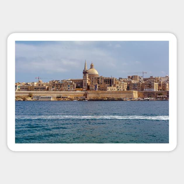 Valletta city with traditional architecture of yellow limestone Sticker by lena-maximova